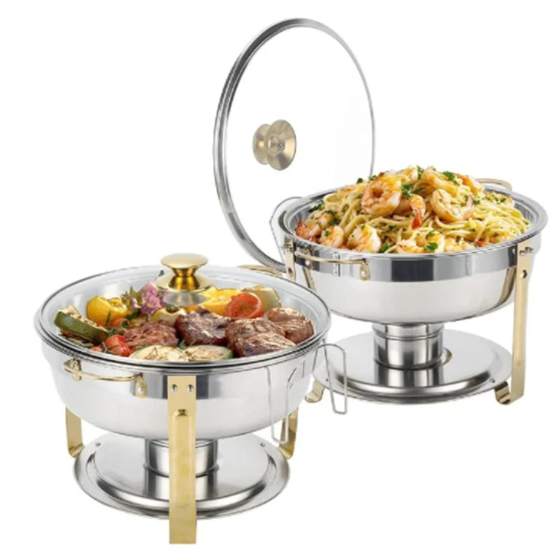 Catering Dish Buffet Stainless Steel Glass Lid