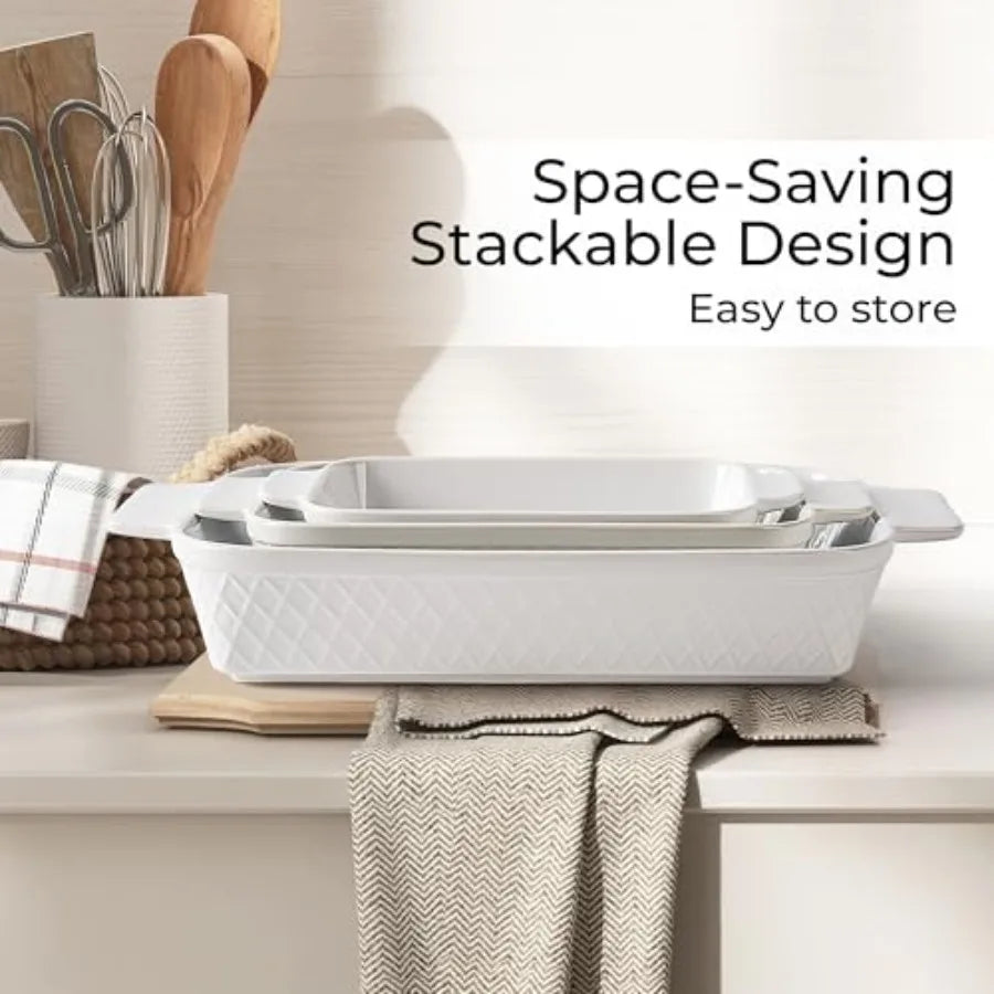 3-Piece Stackable Bakeware Sets Dishwasher and Oven Safe