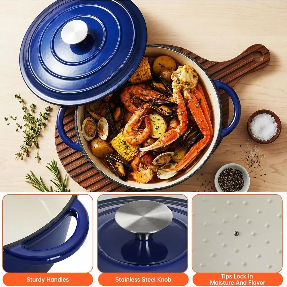 Enameled Cast Iron Cookware Set with Nonstick Cooking