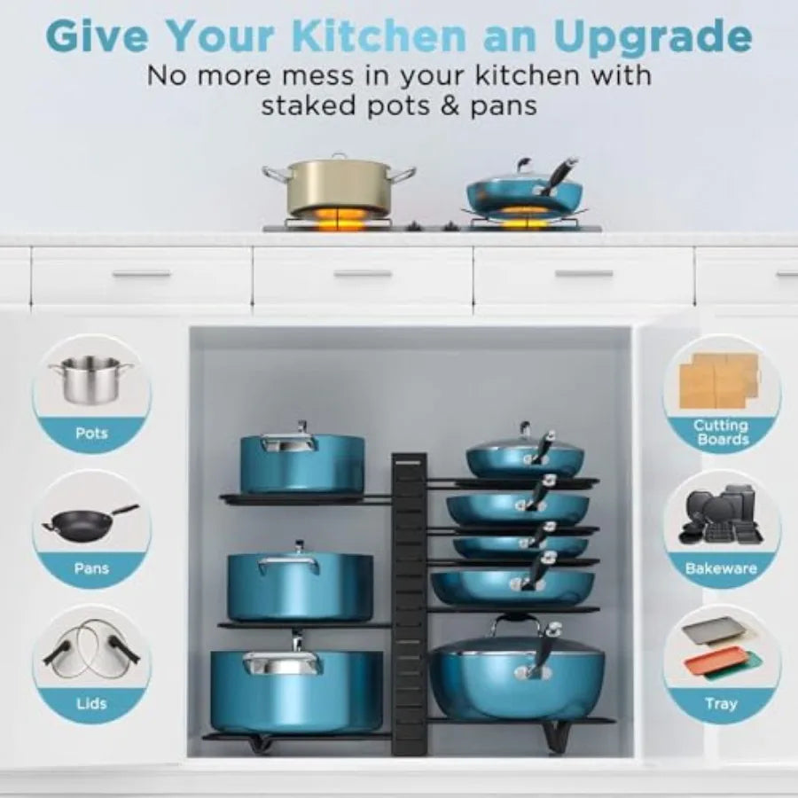 Pots and Pans Organizer for Cabinet 16.61 Height 8 Tier Storage
