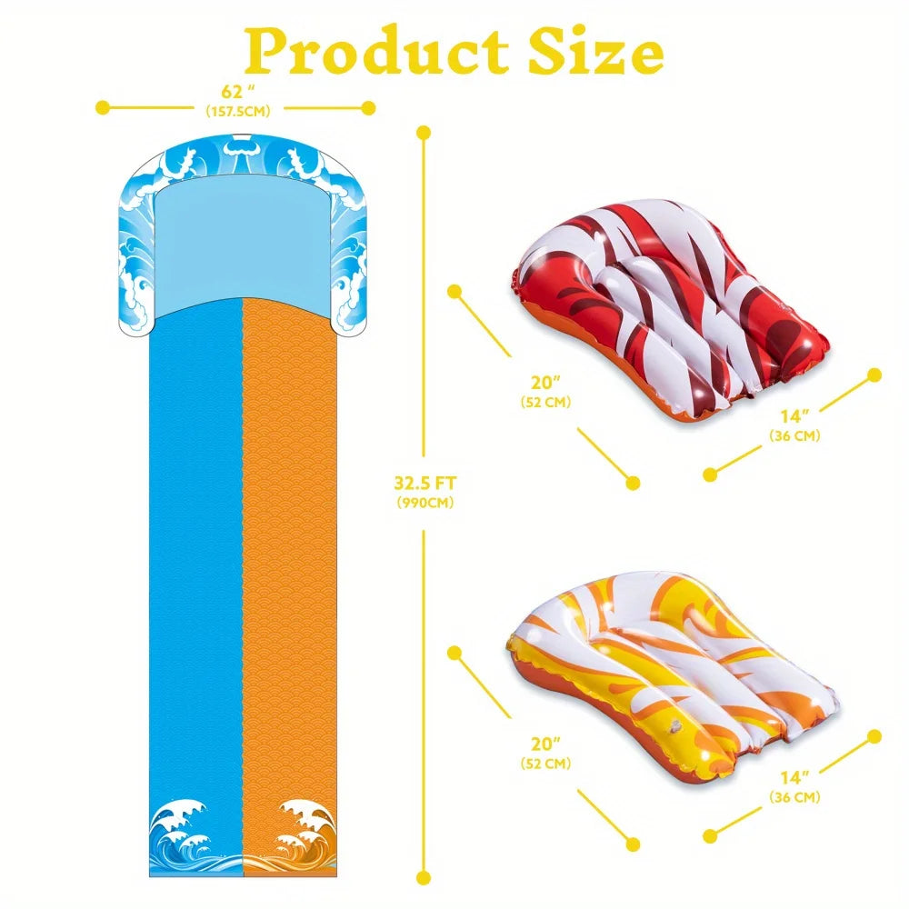 Inflatable Water Slide with Dual Racing Lanes