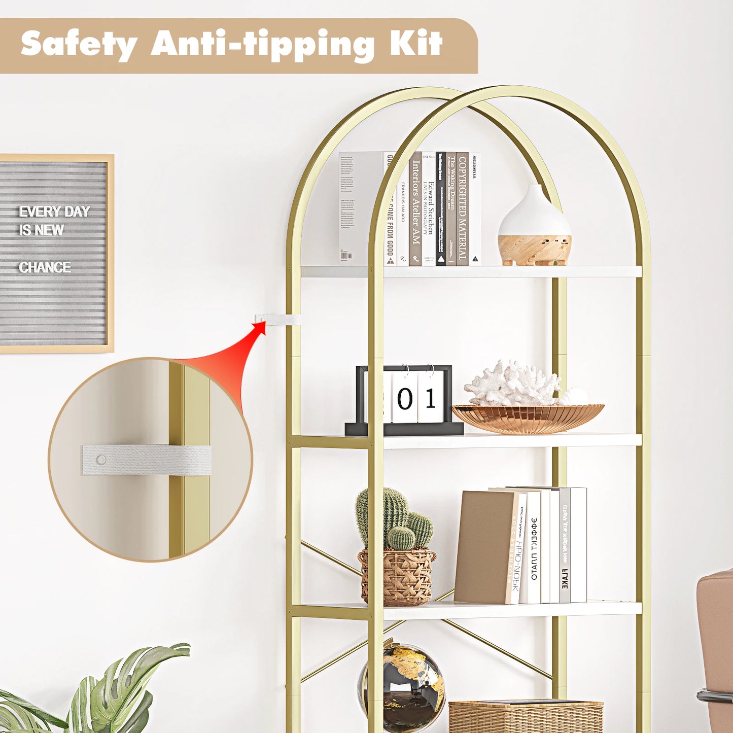 Bookshelf Arched Display Shelves