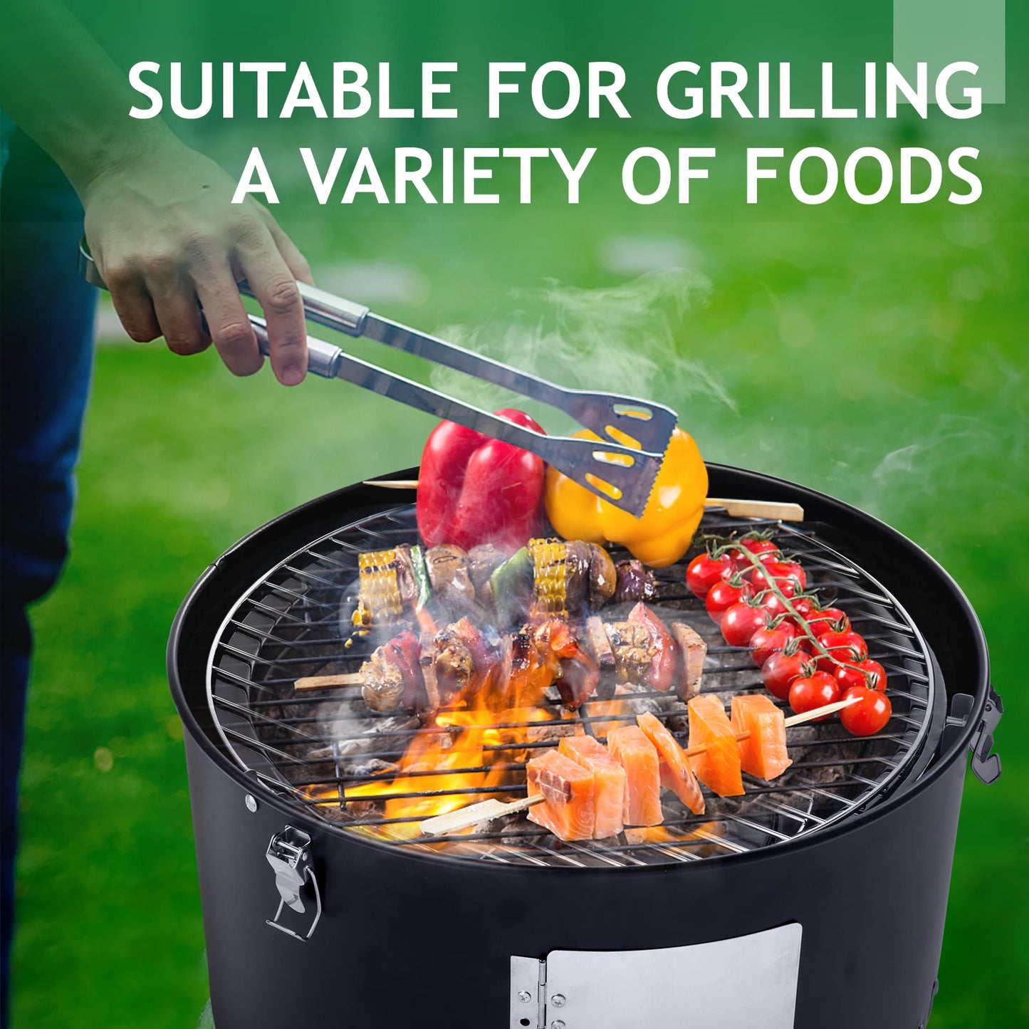 Vertical Steel Charcoal Smoker for Outdoor Cooking