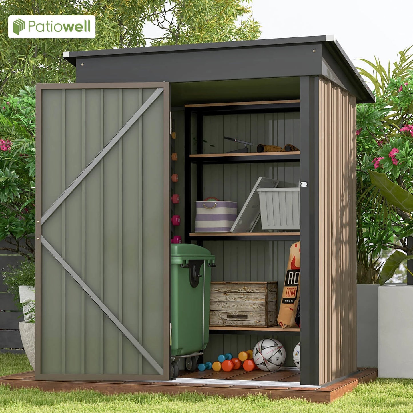 Outdoor Storage Tool Shed with Lockable Door