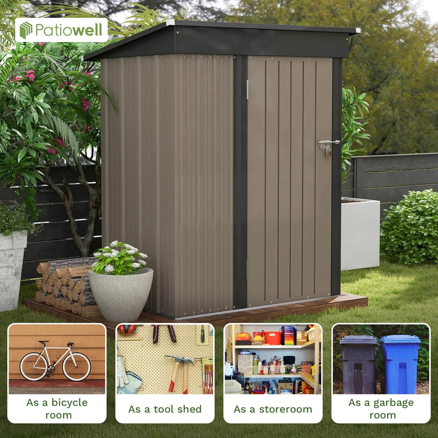 Outdoor Storage Tool Shed with Lockable Door