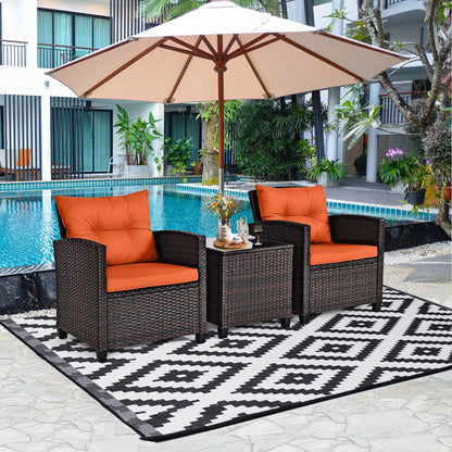 Patio Rattan Furniture Set Sofa Orange