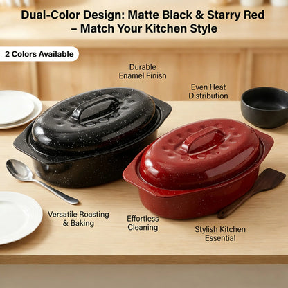 13-Inch Oval Roaster with Lid, Dishwasher Safe