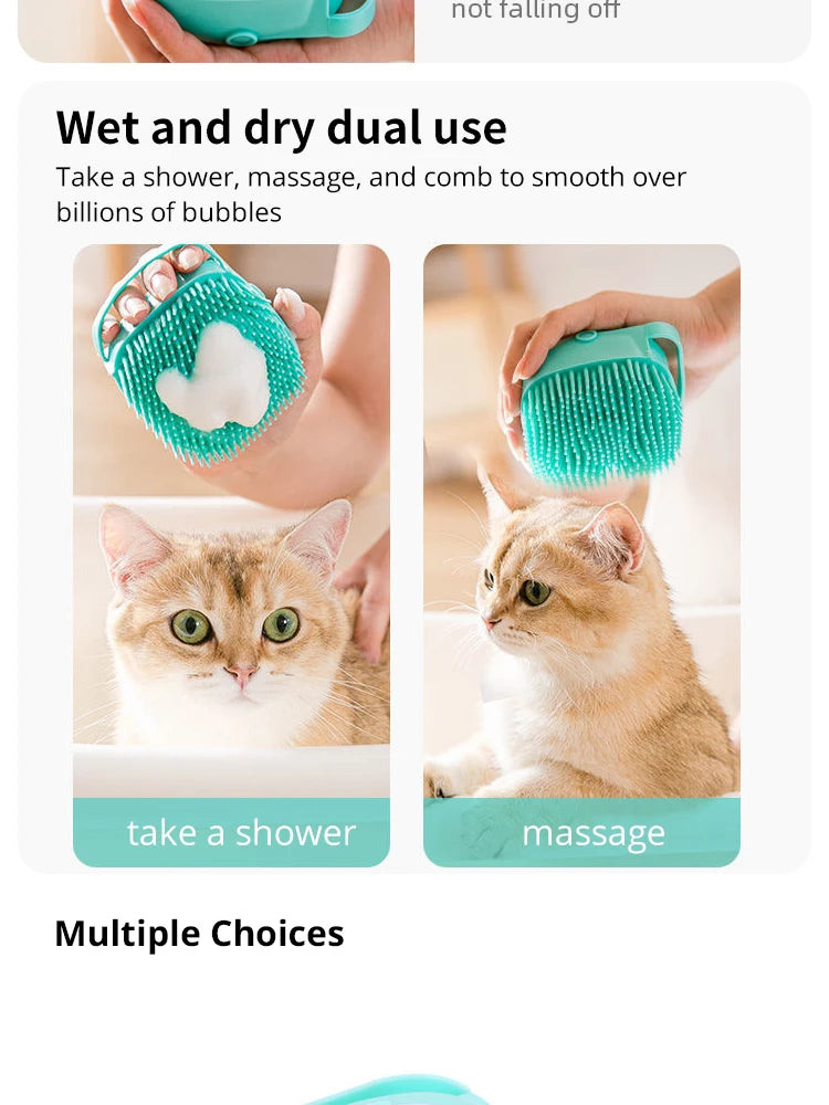 Silicone Pet Bathing Brush Gentle Grooming for Pets