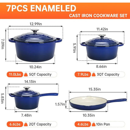 Enameled Cast Iron Cookware Set with Nonstick Cooking