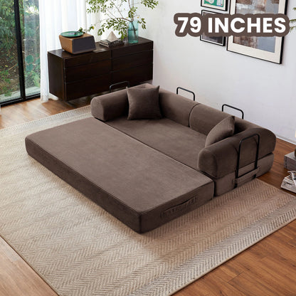 Sleeper Sofa Bed, 79'' L-Shaped Armrests Foldable