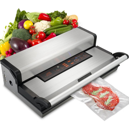 Vacuum Food Packaging Sealer with Bag Roll Storage Cutter