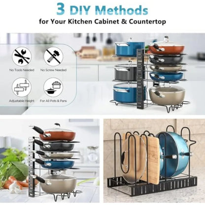 Pots and Pans Organizer for Cabinet 16.61 Height 8 Tier Storage