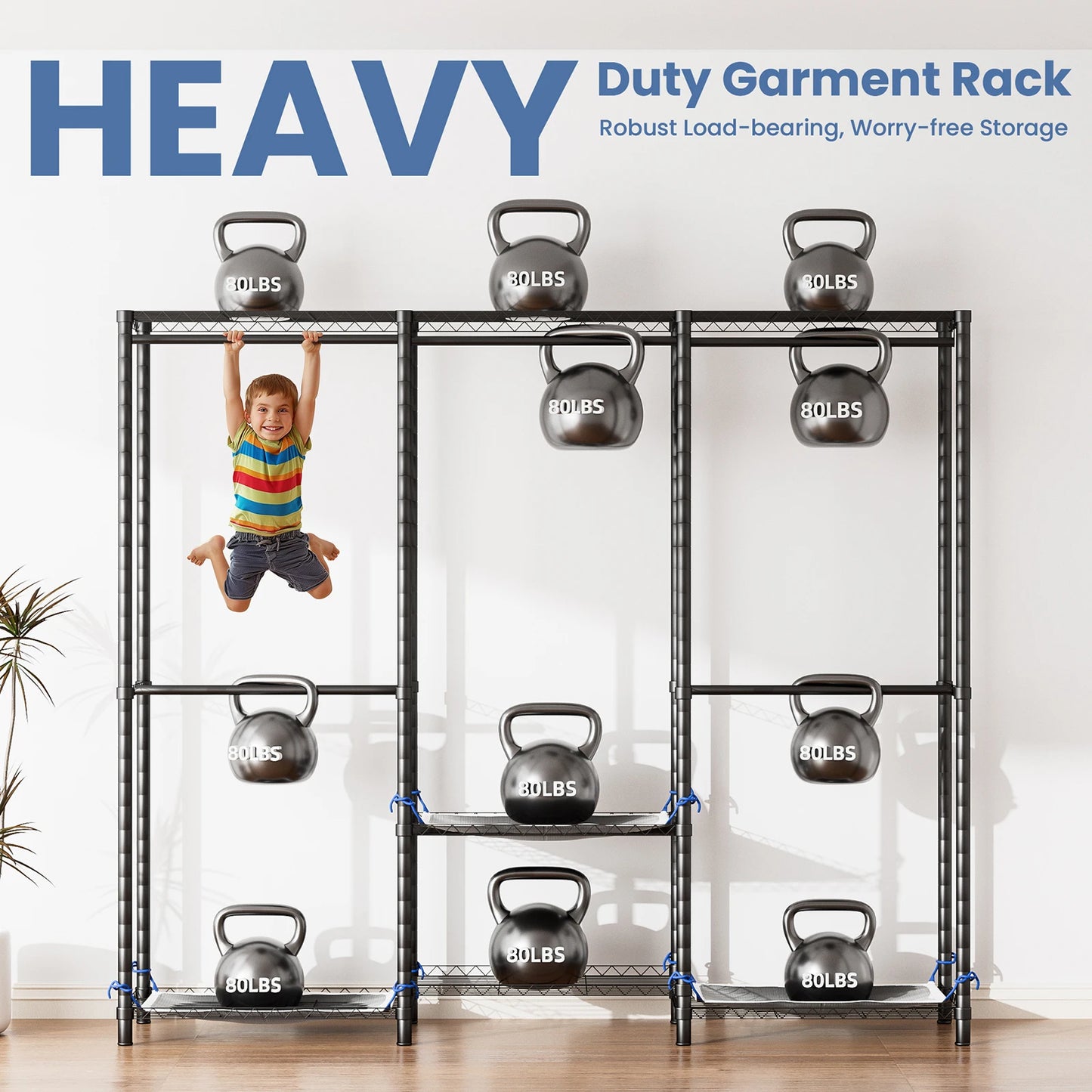 Clothes Storage Rack, Freestanding, Heavy Duty, 960 lb.