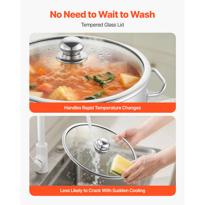 21 Qt Stainless Steel Stock Pot with Glass Lid