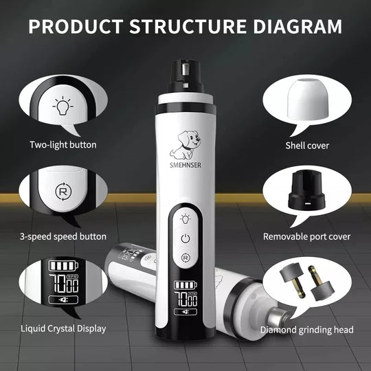 electric pet nail grinder With LED Light