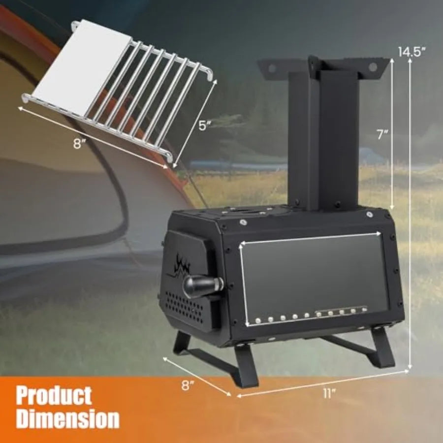 Portable Wood Burning Stove and Glass Window View