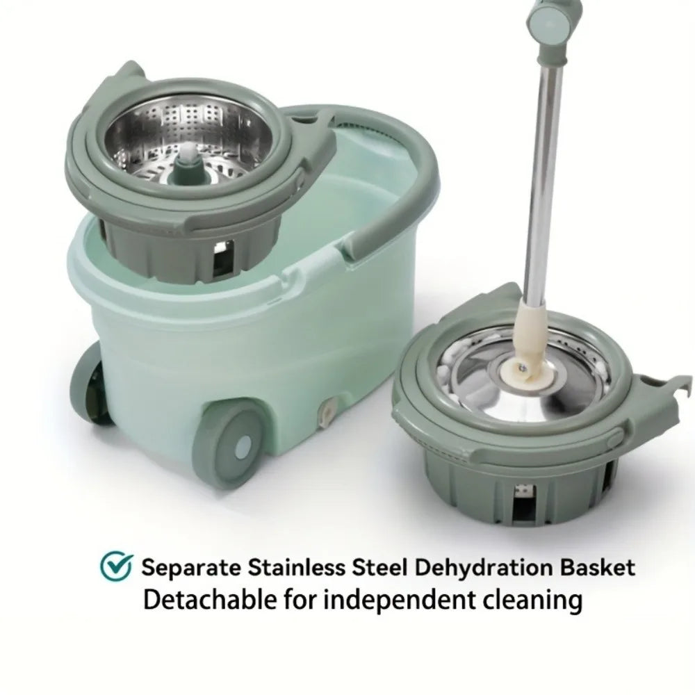 Dual-Drive Spin Mop Set with Bucket, Wet & Dry Floor Cleaning