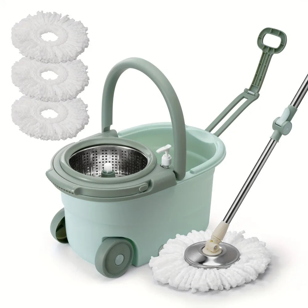 Dual-Drive Spin Mop Set with Bucket, Wet & Dry Floor Cleaning