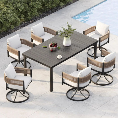 Patio Table and Chairs Set with Thickened Cushions