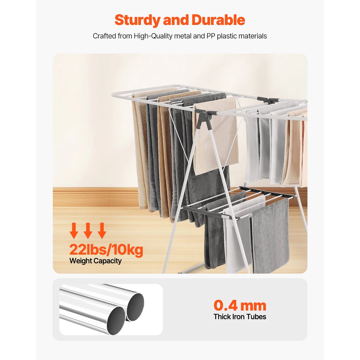 Foldable Laundry Dryer Rack with Adjustable Dedicated Sock Clips