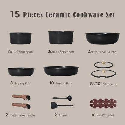 Ceramic Cookware Set with Nonstick Cooking