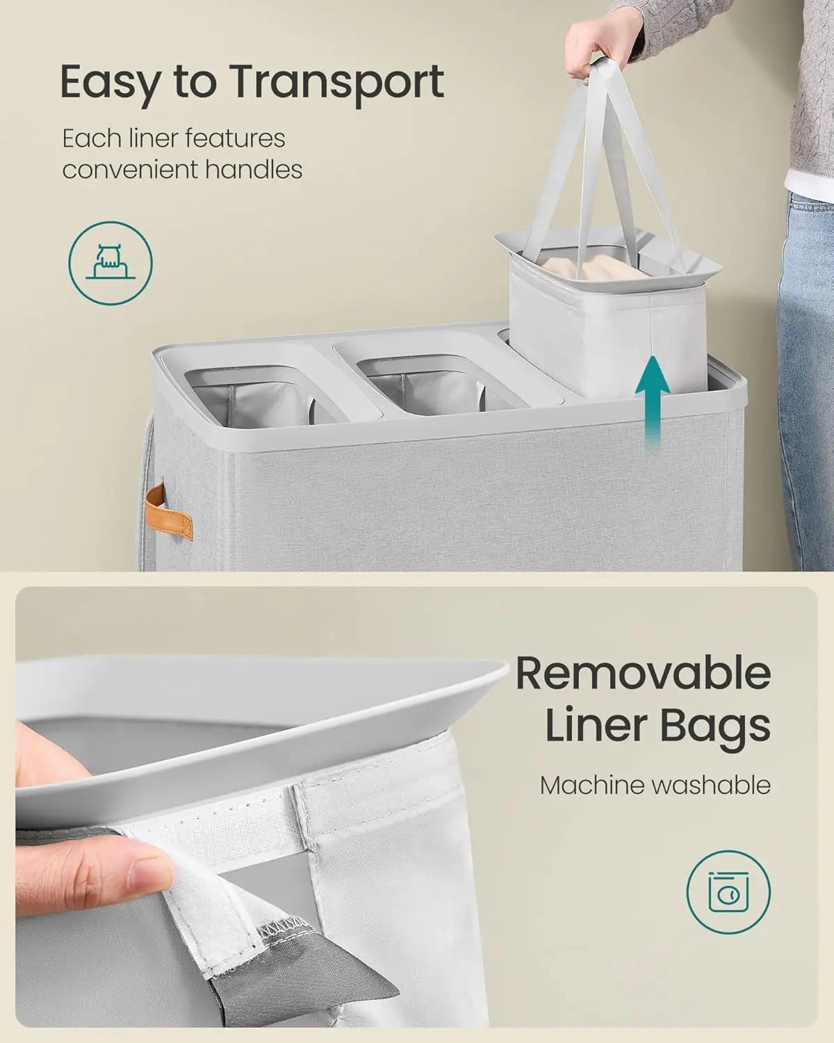 Laundry Sorter with 3-Compartment