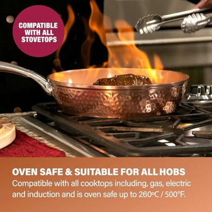 Hammered Ceramic Cookware with Bakeware Set and Steamer