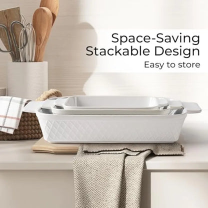 3-Piece Stackable Bakeware Sets Dishwasher and Oven Safe