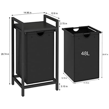 Laundry Hamper with Removable Laundry Bag and Top Shelf