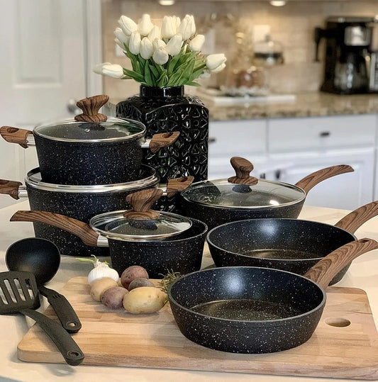 Granite Cookware Set with Nonstick Cooking