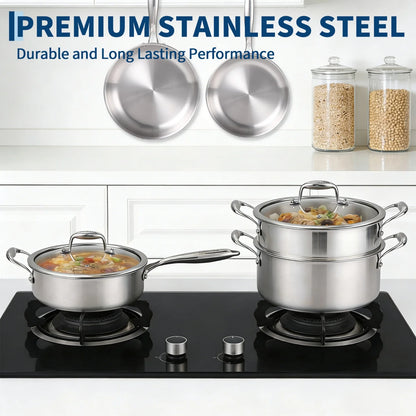 Stainless Steel Cookware Set with Lids