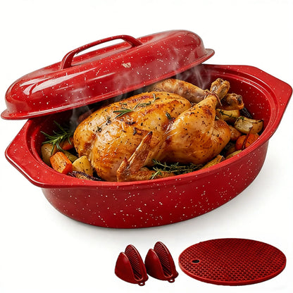 13-Inch Oval Roaster with Lid, Dishwasher Safe