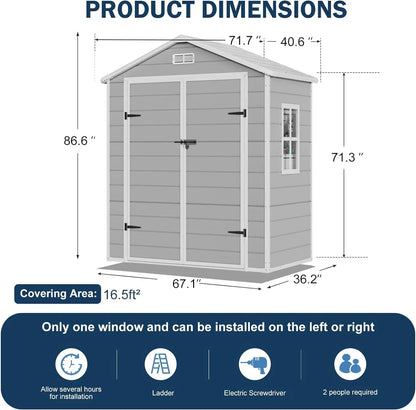 Outdoor Storage Shed with Double Lockable Doors