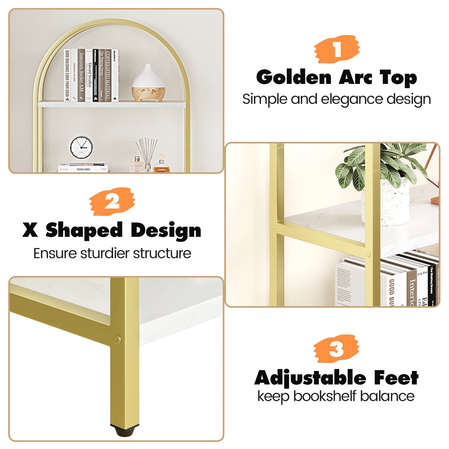 Bookshelf Arched Display Shelves