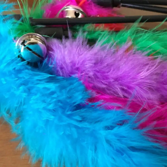 interactive cat toy wand with feather