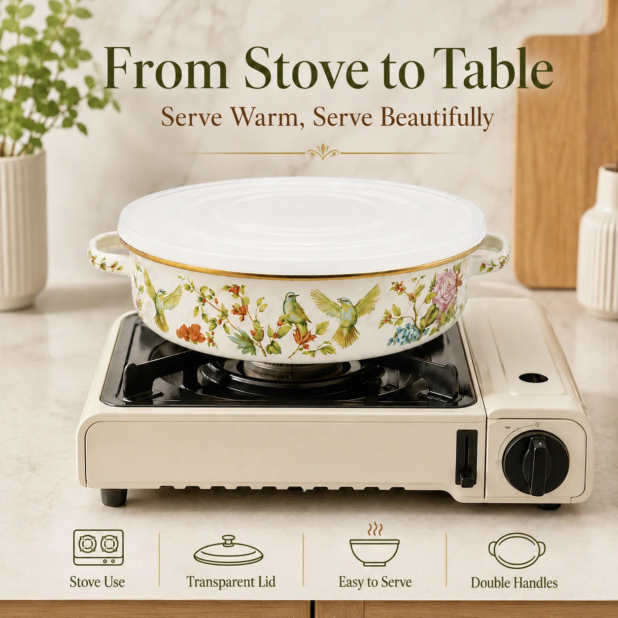 Enamel Pie Pan Vintage Floral