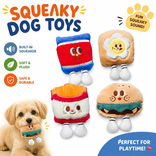Squeaky Plush Dog Toys Cute Food Shape Puppy Chew