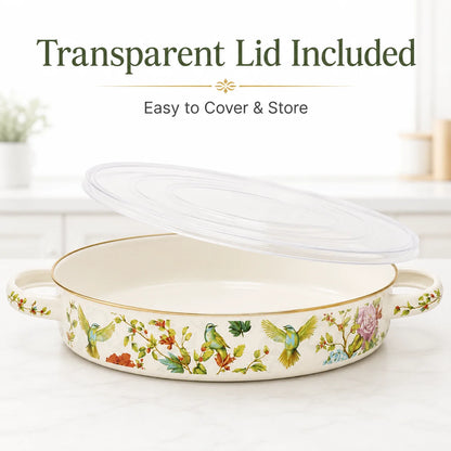 Enamel Pie Pan Vintage Floral