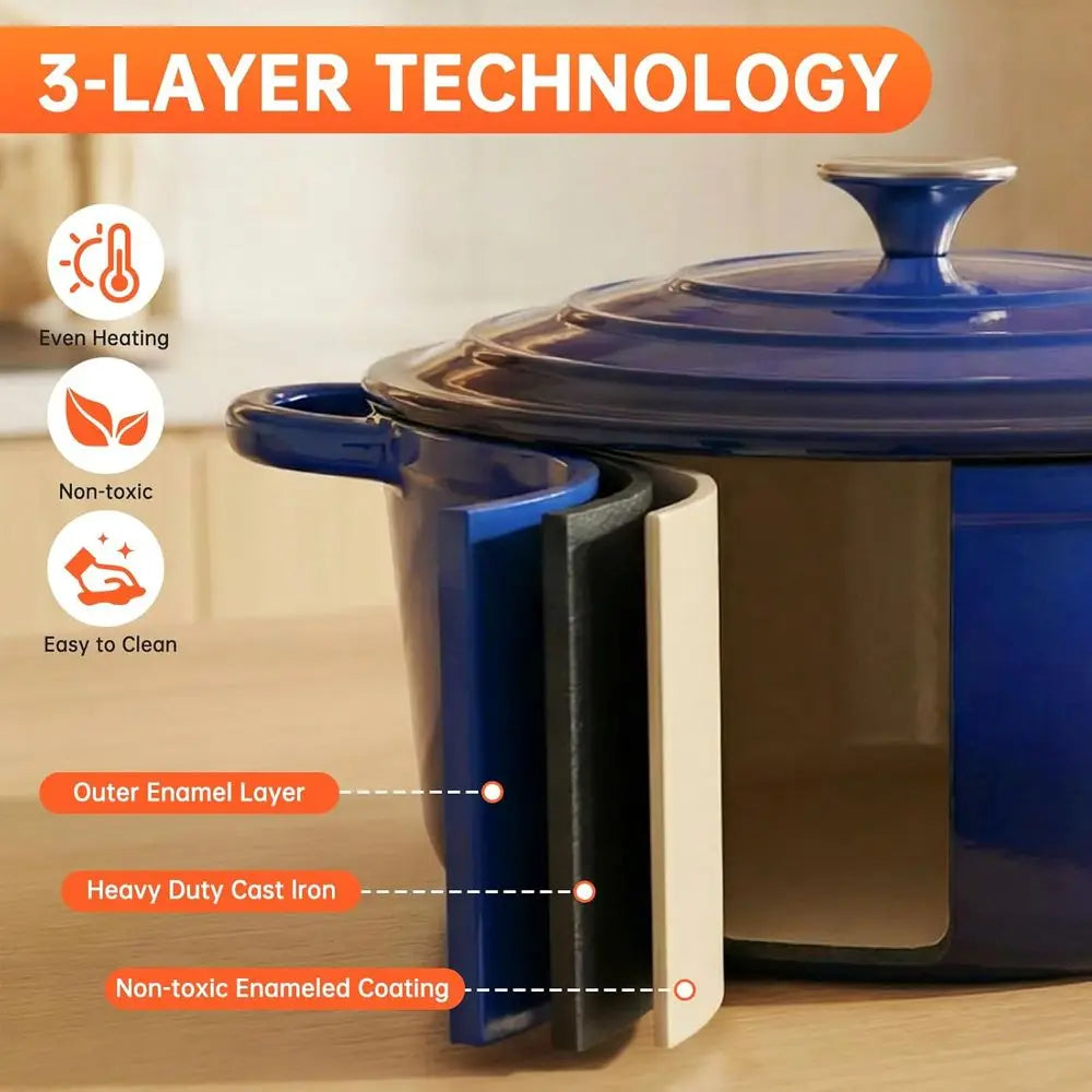 Enameled Cast Iron Cookware Set with Nonstick Cooking