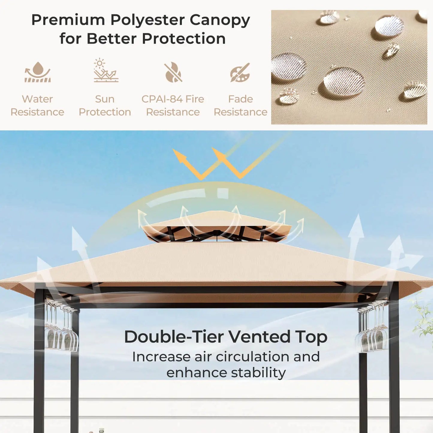 Patio Bar Set with Glass Bar Table