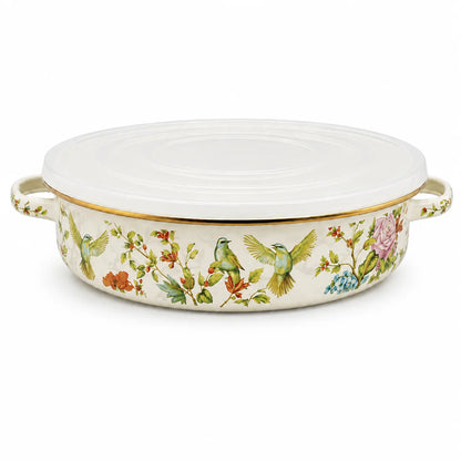 Enamel Pie Pan Vintage Floral