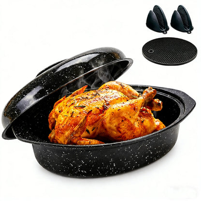13-Inch Oval Roaster with Lid, Dishwasher Safe