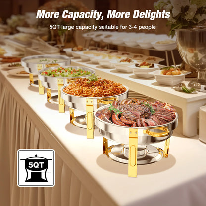 Catering Dish Buffet Stainless Steel Glass Lid