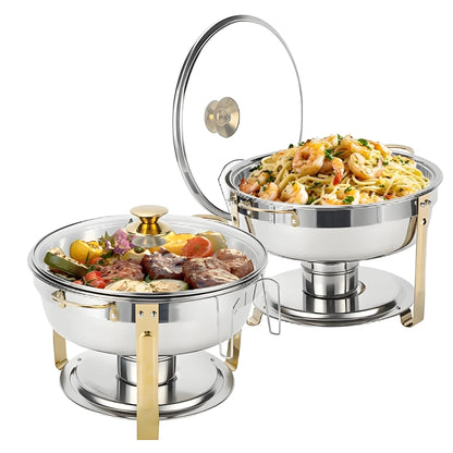 Catering Dish Buffet Stainless Steel Glass Lid