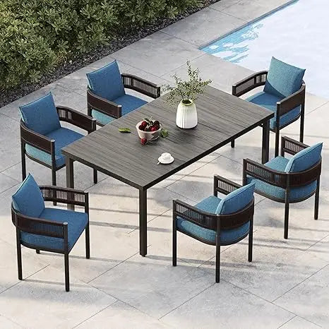 Patio Table and Chairs Set with Thickened Cushions