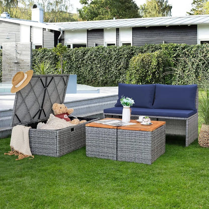 Daybed Set with 2 Side Tables for Backyard Porch