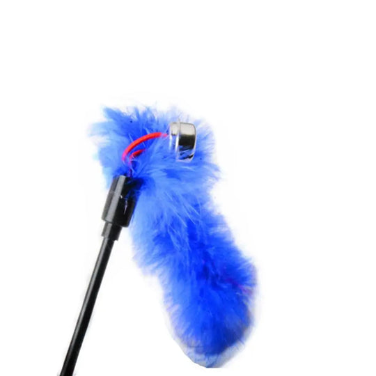 interactive cat toy wand with feather