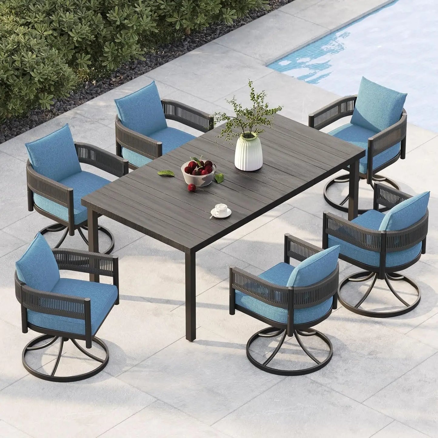 Patio Table and Chairs Set with Thickened Cushions
