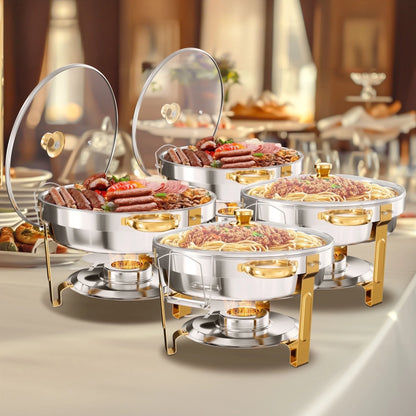 Catering Dish Buffet Stainless Steel Glass Lid
