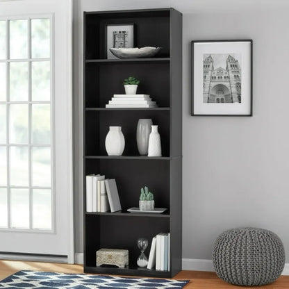 Five-shelf bookcase with adjustable shelves